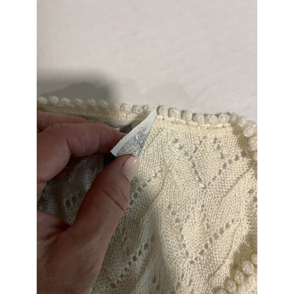 Vintage Billie Jo Women’s Sweater Lacy Knit Lightweight Ivory Medium - Picture 5 of 11